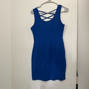 Heart Hips Cobalt Blue Criss-Cross Back Dress
